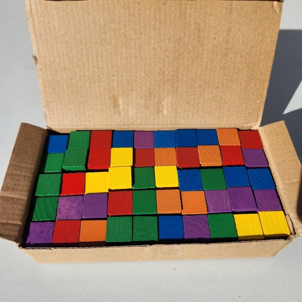 NEW Learning Resources Wooden Color Cubes 2 cm 100 Blocks 5 colors Math Manipula
